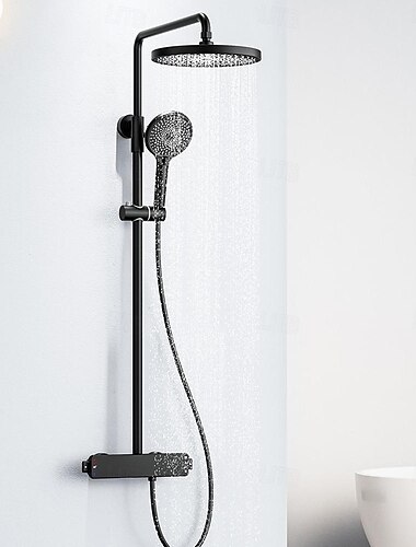  Sistema do Chuveiro / Válvula misturadora termostática Conjunto - Chuveiro de Mão Incluído Chuveiro Multi Spray Cascata Moderna Galvanizar Montagem Exterior Válvula Cerâmica Bath Shower Mixer Taps
