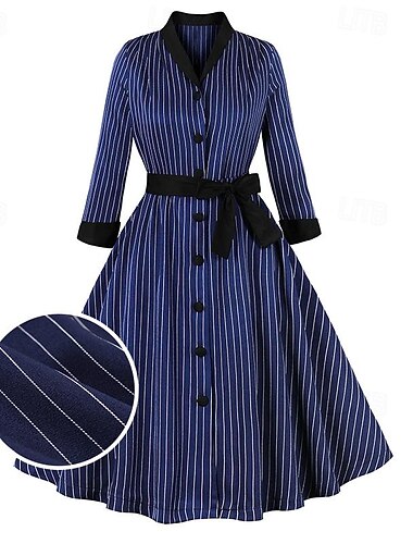  Retro Vintage 1950s Vintage Dress Cocktail Dress Swing Dress Flare Dress Stripes Fancy Dress Women's Masquerade Party / Evening Bachelorette Party Adults' Dress Homecoming Dresses