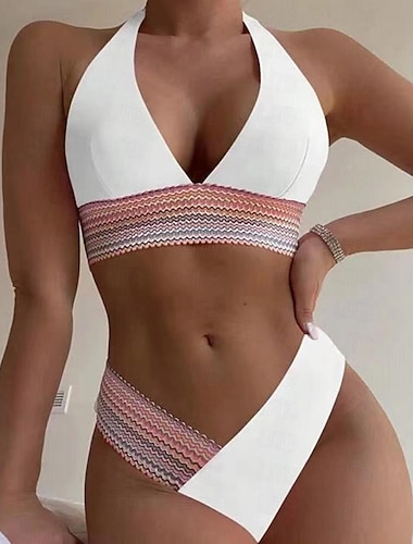 Mujer Normal Bañadores Bikini 2 piezas Traje de baño Secado rápido Relleno Color puro Cuchara Deportivo Sensual Trajes de baño