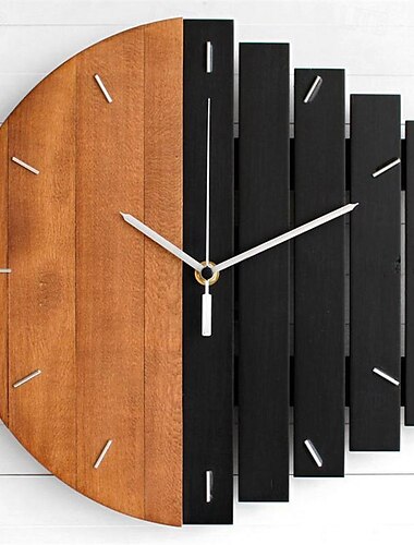  Reloj de pared de madera analógico de cuarzo, silencioso, sin tictac, decorativo, moderno, funciona con pilas, para sala de estar, baño, dormitorio, cocina, oficina, escuela