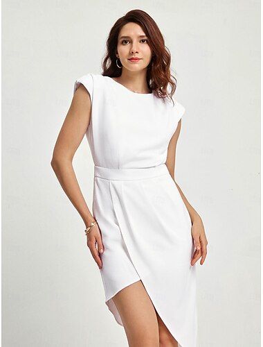  robe de cocktail pour invité de mariage pour femme, longueur genou, blanche, semi-formelle, dos ouvert, ourlet asymétrique, robe d'été pour impressionner 2024