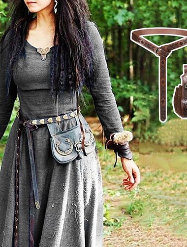  Retro Vintage Mittelalterlich Renaissance Kleid Cosplay Kostüm Taillengürtel Ren Faire Wikinger Outlander Ranger Damen Keltisch Vikinger Halloween Karneval Maskerade Halloween LARP Renaissance-Messe