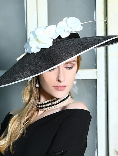  fascinators Κεντάκι ντέρμπι καπέλο λινάρι καπέλο sinamay καπέλο γάμου τσαγιού κομψός γάμος με λουλουδάτο κάλυμμα κεφαλής
