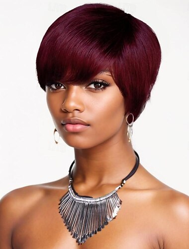  kurze, gerade Pixie-Cut-Bob-Perücken aus Echthaar in Pixie-Cut-Form für schwarze Frauen kurze, gerade Pixie-Cut-Perücken aus Echthaar in natürlicher Farbe