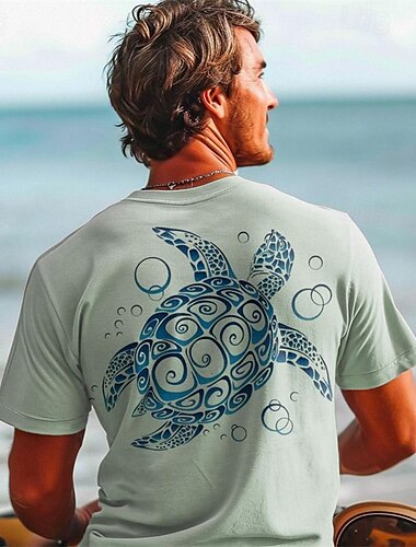  Herren Graphic Tier Schildkröten T Shirt Kurzarm T-Shirt 3D-Druck Rundhalsausschnitt Hemd Täglich Hawaiianisch Resort-Stil Sports Outdoor Festtage Ausgehen Weiß Hellgrün Rosa Frühling Sommer