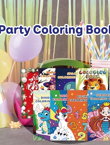  Party-Pack-Malbücher, Party-Malbuch, Geburtstagsthema, Aktivität, Party, Farbtraining, Malbuch
