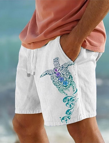  Homme Animal Tortue de mer Short Short d'été Short de plage Taille médiale Vêtement de rue Hawaïen Design Casual du quotidien Vacances Cordon Taille elastique Designer Vêtement Tenue