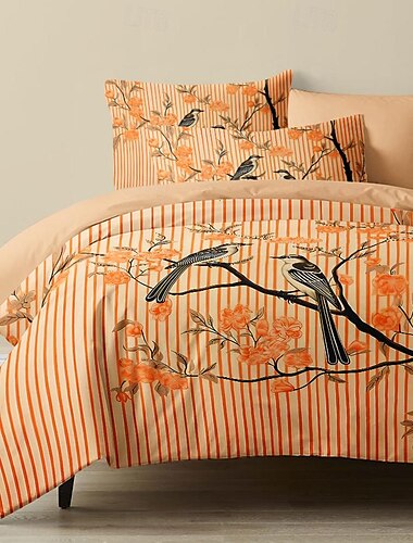  l.t.home 100 % bomull satäng påslakanset vändbart premium 300 trådantal blommigt elitbäddset queen king size