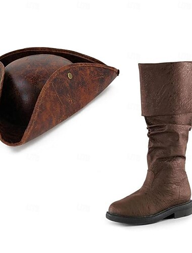  Retrò Vintage Punk & Gotico 17° secolo Costume Cosplay A stivale Cappello Pirata Vichingo Costume Per uomo Per donna Ragazzi Costumi da pirata Stile Steampunk Halloween Carnevale Mascherata