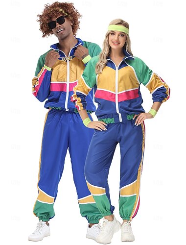  couples années 1980 rétro vintage costume tenues d'entraînement hommes femmes film cosplay streetwear années 1980 mascarade halloween carnaval disco fête hip hop