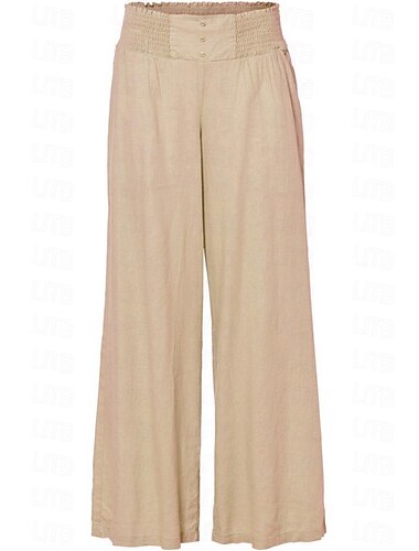  Dame EU / US størrelse Imiteret bomuldslinned Ret Afslappet / Sportslig Fuld længde Naturlig Vanlig Lomme Åndbart Uelastisk Ferierejse Æble Grøn Lys Kaffe Mørk Chokolade Forår & Vinter Løstsiddende