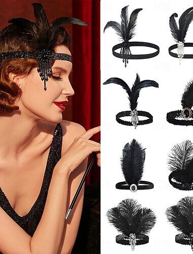  Para la Cabeza Diadema de estilo flapper Retro Antiguo Rugido 20s 1920s El plastico Para Cosplay Carnaval Mujer Joyería de disfraz Joyería de moda
