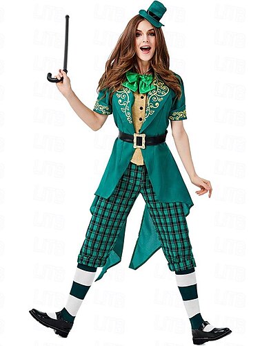  Kleeblatt irisch Faschingskostüme Cosplay Kostüm Austattungen Erwachsene Damen Cosplay Party Halloween Karneval St. Patrick's Day Einfaches Karnevalskostüm