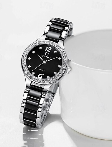  Nouveau cadeau de fête des mères de la marque Seno Tatsuno pour montres pour femmes montre à quartz avec cadran en céramique décorative bracelet en acier solide horloges élégantes et à la mode.