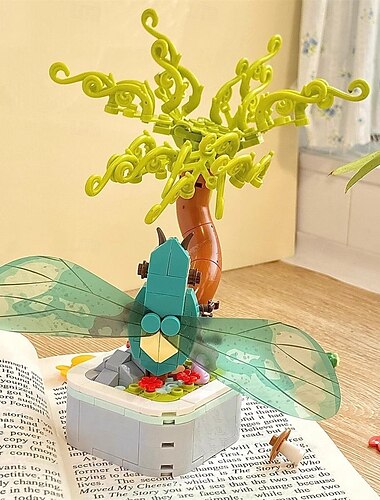  Cadeaux pour la fête des femmes, plantes en pot, fleurs, blocs de construction avec papillon, abeille, tournesols, insectes et fleurs de girasoles, Saint-Valentin, fête des femmes, cadeaux de fête