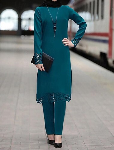  Dámské Kalhoty Úbory Abaya Dubaj islámský arabština arabský muslimský Ramadán Pevná barva Dospělé Kostým
