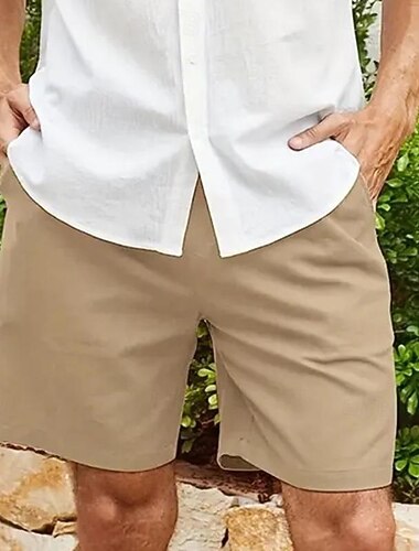  Herr Boardshorts Casual shorts Snörning Elastisk midja Slät Andningsfunktion Mjuk Ledigt Helgen Mode Streetwear Vit Blå Microelastisk