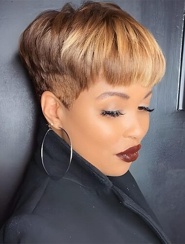  Synthetische Kurze Perücken für Schwarze/Weiße Frauen Natürlich Gefärbte Haarperücken für Frauen Kurze Haarperücken mit Pony St.Patricks Day Perücken Halloween Perücken