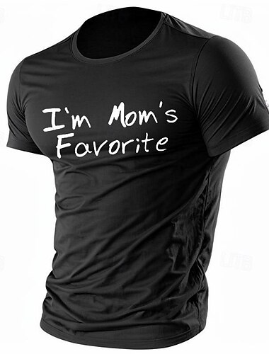  Men's I'm Mom's Favorite T Shirt Tee Top 100% Cotton Short Sleeve Graphic Shirt Black White Burgundy Comfortable Tee Sports Outdoor Holiday Fashion Designer Clothing