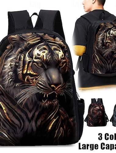  Coole zwarte tijger grafische rugzak - grote capaciteit 3D dieren schooltas voor tieners en streetwear fans, verkrijgbaar in 3 kleuren