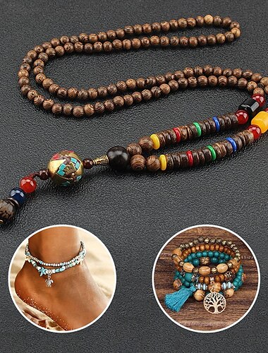  1 Stück Anhänger Halskette Stränge Halskette For Herren Damen Strasse Geschenk Täglich Hölzern Acryl Retro Buddha