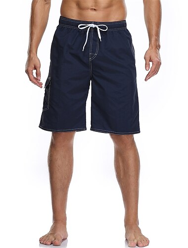  Herren Boardshorts Badeshorts Bademode Ausgehen Wochenende Atmungsaktiv Schnelltrocknend Kordelzug Elastische Taille Mit Taschen Glatt Knielänge Gymnastik Brautkleider schlicht Sportkleidung Meerblau