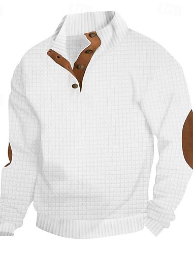  Herren Waffel-Sweatshirt Sweatshirt Pullover Schwarz Weiß Grün Khaki Grau Stehkragen Farbblock Patchwork Taktisch Sport & Outdoor Lässig Streetwear Lässig sportlich Frühling Herbst Bekleidung