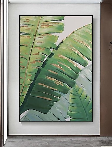  Mintura pinturas al óleo abstractas hechas a mano de hojas de plátano sobre lienzo, decoración de arte de la pared, imagen moderna para decoración del hogar, pintura enrollada sin marco y sin estirar