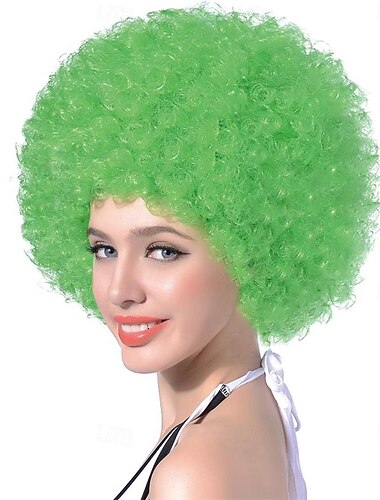  Kurze verworrene lockige Afro-Perücke für Damen und Herren, 70er-Jahre, synthetische, hitzebeständige Perücken, lustige Party-Cosplay-Haare, St. Patrick's Day-Perücken