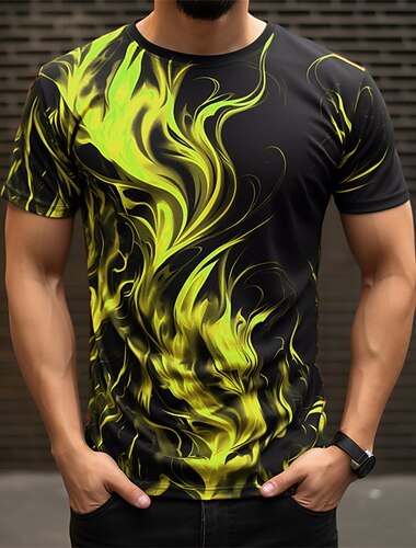  Hombre Graphic Llamas del fuego infernal Fuego Camiseta Manga Corta Camiseta Impresión 3D Cuello Barco Camisa Diario Design Casual Deporte Festivos Noche Rojo Morado Naranja Primavera verano Ropa S M