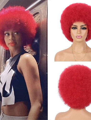  Perücke 70er Afro Perücken für schwarze Frauen Afro Puff Perücken Bouncy und weich natürlich aussehende voluminöse Perücken für tägliche Partys Cosplay Kostüm Halloween Perücken