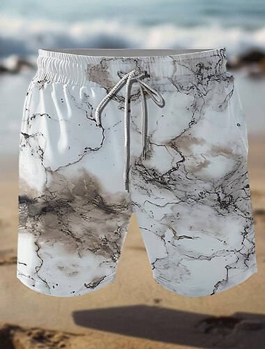  Herr Konsistens Spricka Badshorts Boardshorts Medium Midja Semester Hawaiisk Resort stil Semester Helgdag Strand Snörning med meshfoder Elastisk midja Designer Kläder