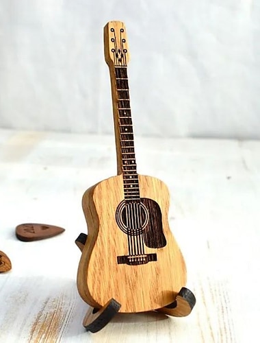  drewniane pudełko na kostkę do gitary akustycznej ze stojakiem, spersonalizowane pudełko na kostkę do gitary
