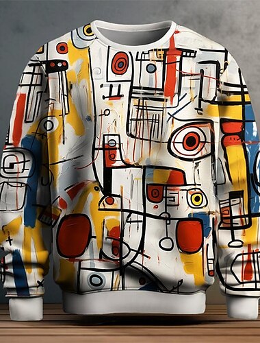  Herr Graffiti Tröjor Tröja Långärmad Tröja Rund hals Mode Dagligen Ledigt 3D-tryck Utekväll Streetwear 3D-utskrift Vår & Höst