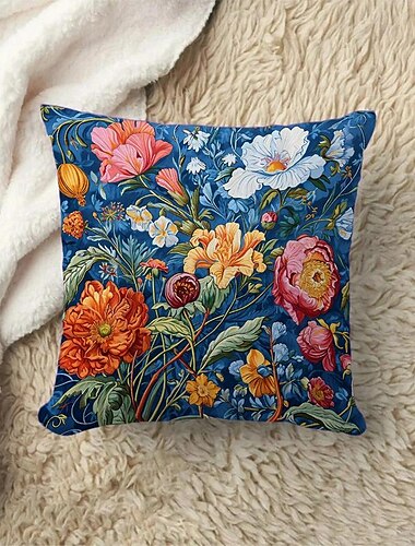  vintage blommor 1 st kuddfodral flera storlekar kustnära utomhus dekorativa kuddar mjuka kuddfodral för soffa bäddsoffa heminredning