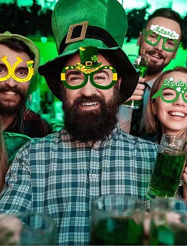  St. Patricks Day-Brille, Brillen, St. Patricks Day-Partyzubehör, Dekorationen, Kleeblatt-Brille, Fotokabinen-Requisiten, St. Patricks Day-Kinder (6 Stück)