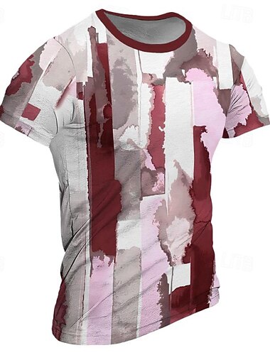  בגדי ריקוד גברים גראפי קולור בלוק חולצה קצרה שרוולים קצרים חולצה קצרה הדפסת תלת מימד צווארון עגול קצר חולצה רטרו\וינטאג' יום יומי סגנון רחוב ספורט חוץ חגים ליציאה פול אדום סגול אביב קיץ ביגוד S M L