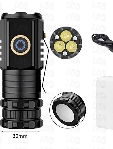  Superhelle Taschenlampe, kompakte tragbare Mini-Taschenlampe, wasserdichte multifunktionale Nachtangellampe für den Außenbereich, Kappenzangenlampe