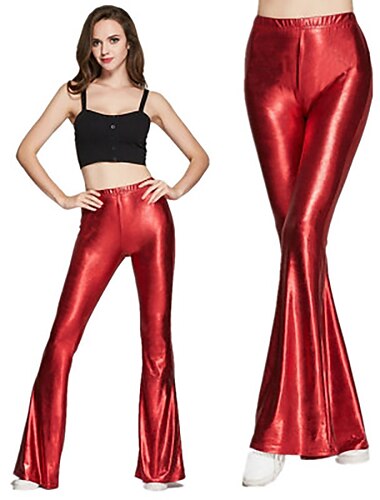  Années 1980 Hip Pop Pantalons à pattes d'éléphant Costume Abba Disco Couleur Unie Femmes Costume de Carnaval Carnaval Performance Club Défilé de la Fierté Adulte Pantalon Toutes saisons