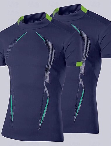  Mehrfachpackungen 2St Herren Rundhalsausschnitt Kurze Ärmel Schwarz T Shirt T-Shirt Patchwork Farbblock Freizeitskleidung Laufen Polyester Frühling Sommer