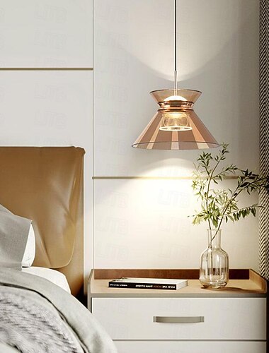  led pendel 1-lys 20 cm varm hvit lys farge enkelt design øy design pendel akryl malt finish moderne nordisk stil stue soverom spisestue hjemmekontor 110-240v