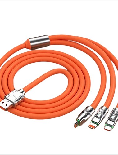  3.3ft 120W 3-In-1  Cable USB Charger Cord-Orange