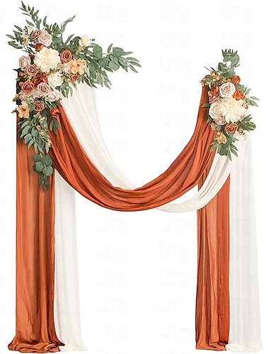  Blumen mit Drapierungsset, künstliches Blumenarrangement und 1 Drape für Hochzeitslauben-Blumendekorationen