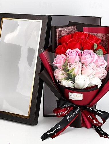  kvinnedag gaver 18 rose såpe bukett gaveeske qixi valentinsdag gave kvinners dag morsdag gaver til jenter morsdag gaver til mamma