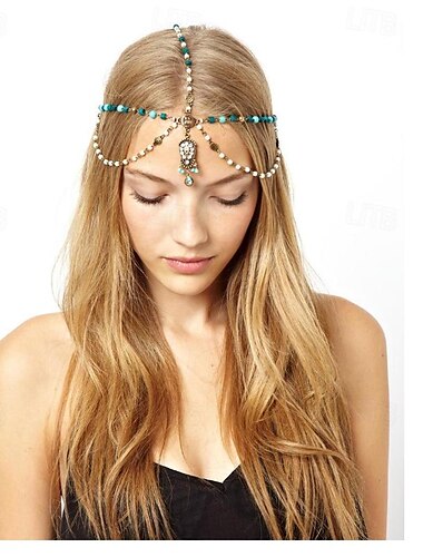  Ethnische Turbulenzen, semitisches Perlen-Stirnband, Retro-Quasten-Stirnband, Boho-Haar-Accessoires