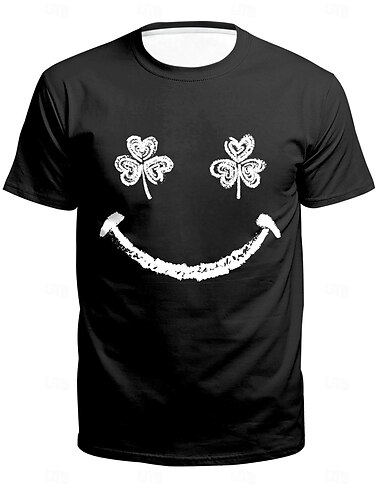  rua. Camiseta gráfica trevo do dia de São Patrício, camiseta irlandesa com estampa de mangá de desenho animado para casais, homens, mulheres, adultos, estampa 3D, 100% poliéster, festival de festa