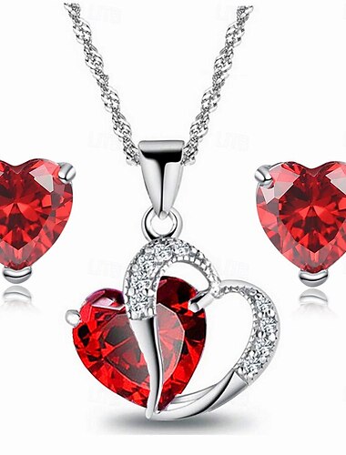  Conjunto de joyería de novia a la moda, nuevo micro conjunto de joyería con collar y pendientes de corazón de circón de cristal