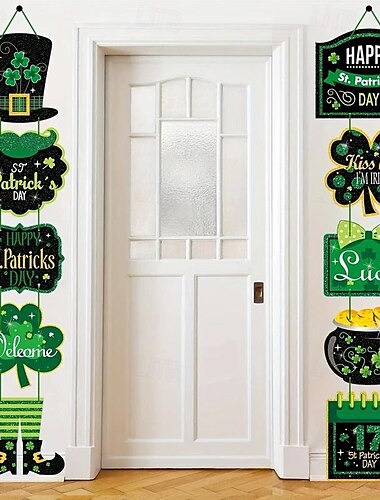  1 Satz/Beutel St. Patrick's Day Dekorationen Veranda Schild Happy St. Patrick's Day Banner Haustür Hängeschild irische Festivals Party Deko Zubehör