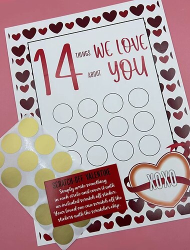  Rubbelpapier 14 Dinge, die ich liebe, romantische Grußkarten, 1 Stück, Geschenk, Valentinstagsgeschenk, Überraschung