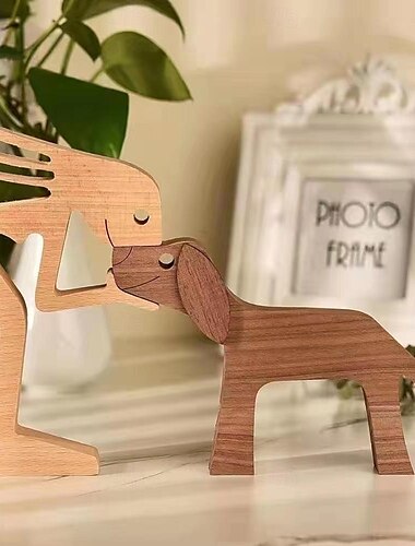  Neues Produkt, Welpenfamilie, Ornamente, Holzhandwerk, Ornamente, Tischornamente, kreative dekorative Tierornamente